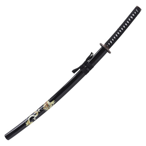 Katana Ornemental Lame Acier - Fourreau Dragon Noir