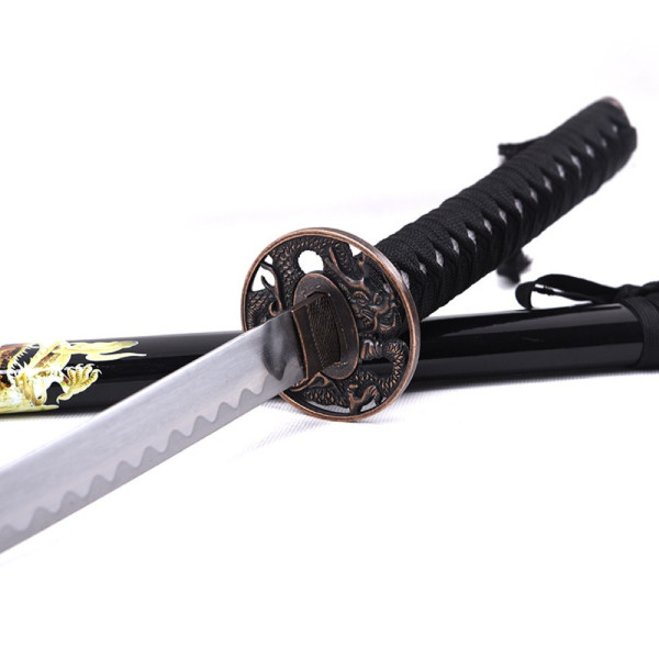 Katana Ornemental Lame Acier - Fourreau Dragon Noir