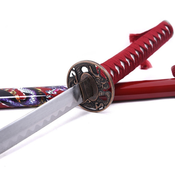 Katana ornemental rouge - lame acier décorative